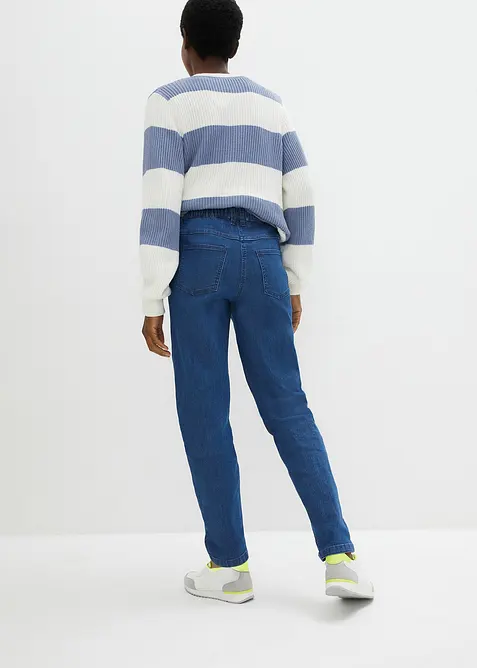Mom jeans elasticizzati, vita alta, bonprix