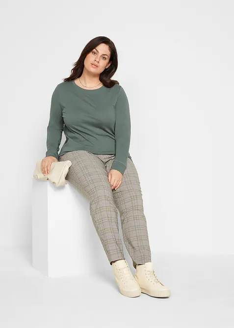 Maglia lunga con scollo rotondo e maniche lunghe  (pacco da 5), bonprix