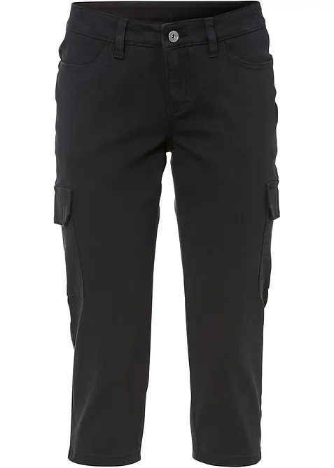 Pantaloni capri in misto cotone elasticizzato, bonprix