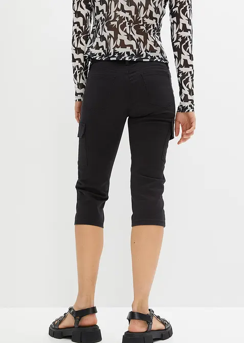 Pantaloni capri in misto cotone elasticizzato, bonprix