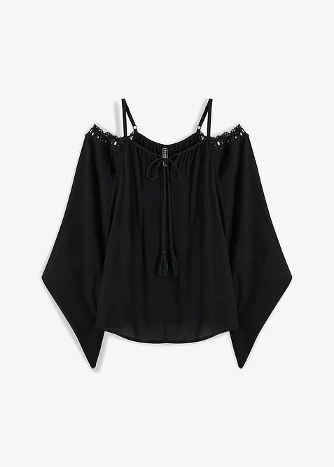Blusa con spalle scoperte in viscosa fluente, bonprix