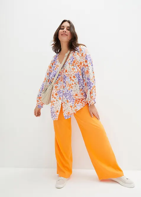 Pantaloni a palazzo lunghi  in misto lino, bonprix