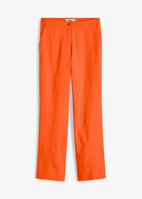 Pantaloni in misto lino e viscosa,  vita alta, bonprix