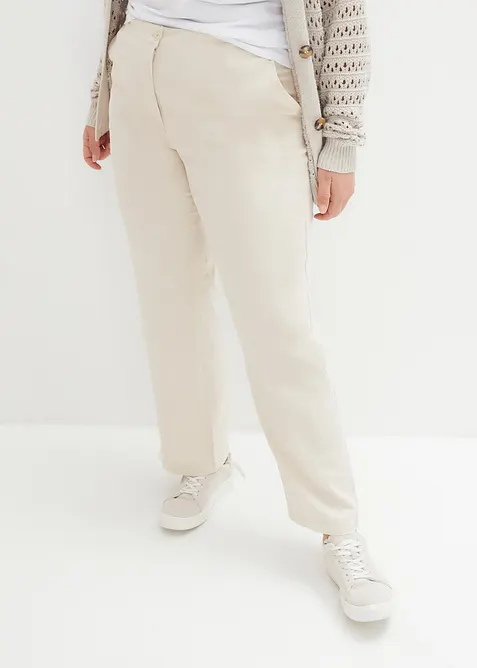 Pantaloni in misto lino e viscosa,  vita alta, bonprix