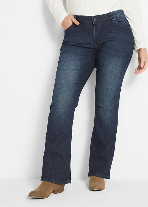 Jeans bootcut elasticizzati, vita media, bonprix