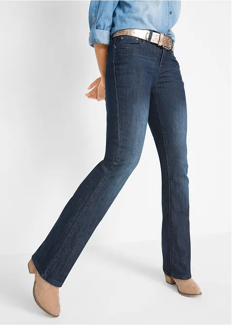 Jeans bootcut elasticizzati, vita media, bonprix