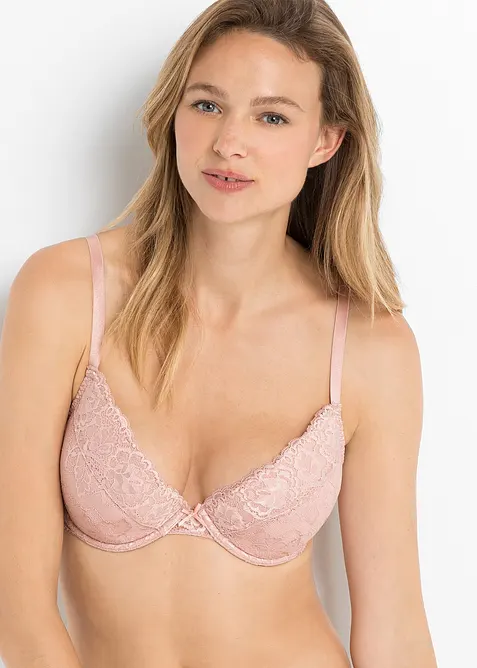 Reggiseno push-up con pizzo fine (pacco da 3), bonprix