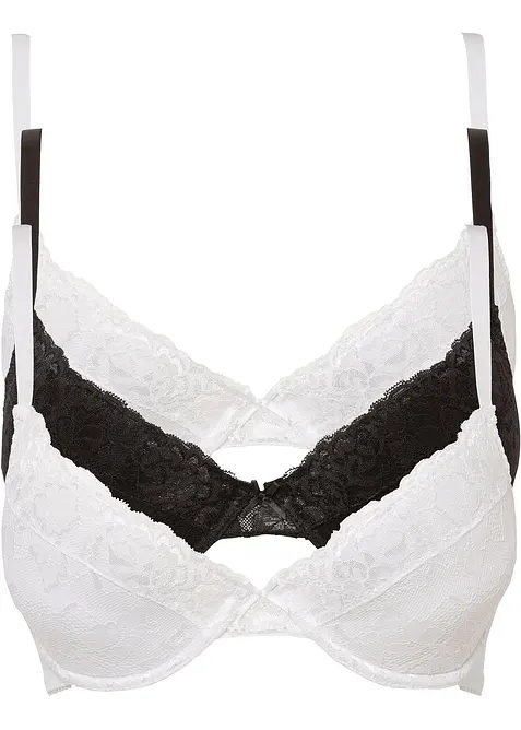 Reggiseno push-up con pizzo fine (pacco da 3), bonprix