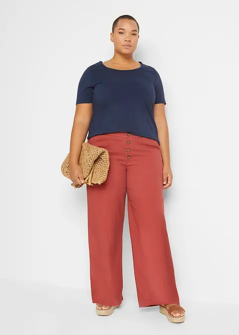 Pantaloni a palazzo lunghi  in misto lino, bonprix
