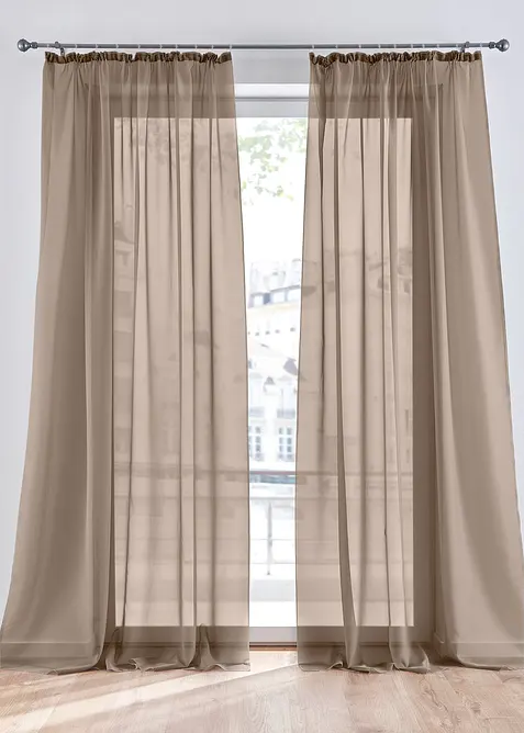 Tende trasparenti in leggero voile (pacco da 2), bonprix