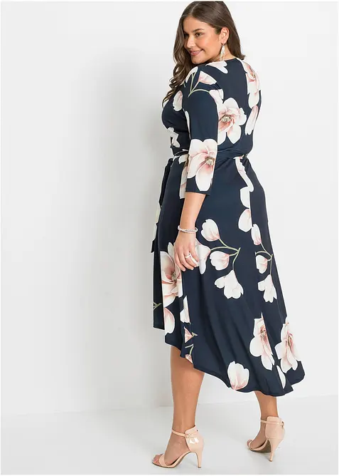 Abito asimmetrico di jersey con cintura da annodare, bonprix