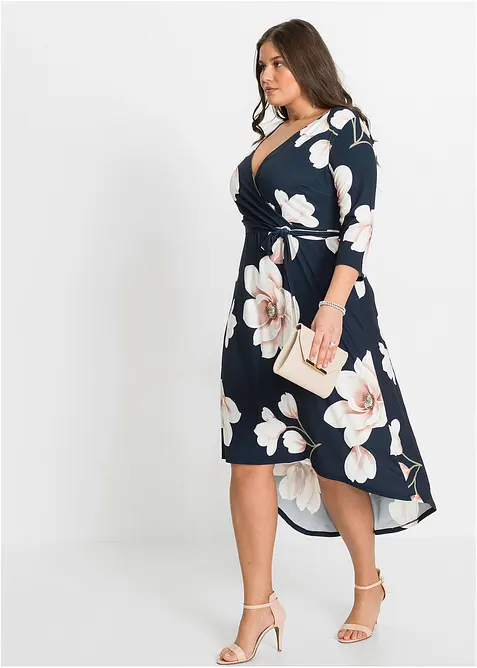 Abito asimmetrico di jersey con cintura da annodare, bonprix