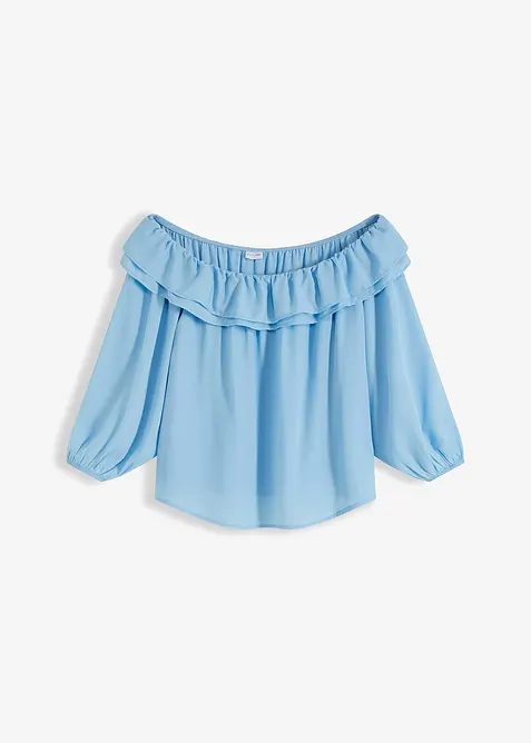 Blusa con spalle scoperte in poliestere riciclato, bonprix