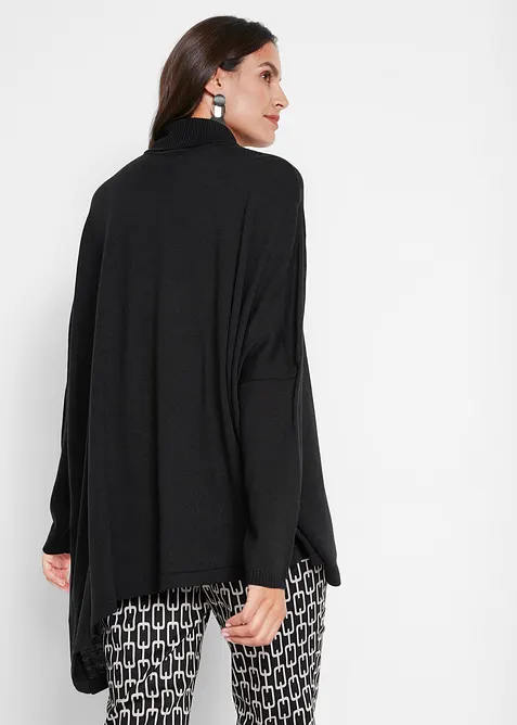 Maglione-poncho a collo alto dal taglio asimmetrico, bonprix
