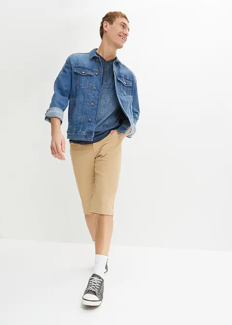 Maglia serafino a maniche corte  in puro cotone biologico effetto lavato, bonprix