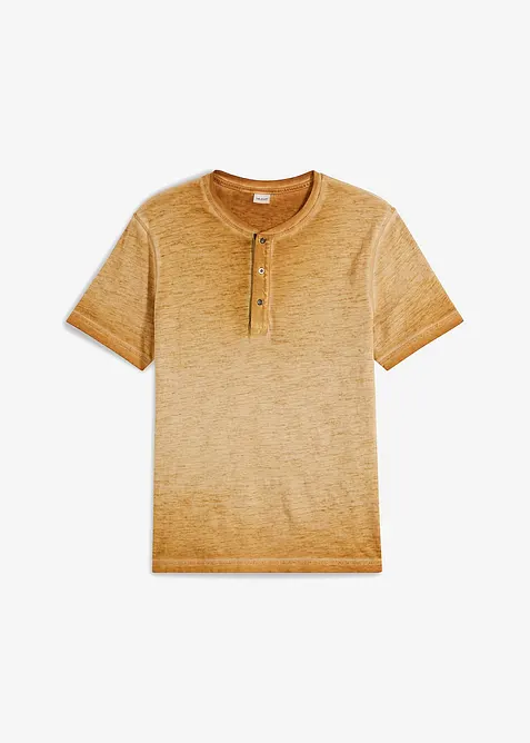 Maglia serafino a maniche corte  in puro cotone biologico effetto lavato, bonprix