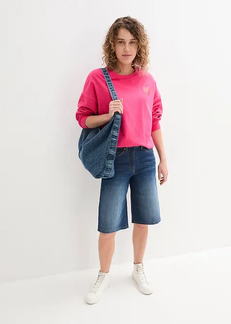 Bermuda in jeans con cinta comoda, vita alta, bonprix