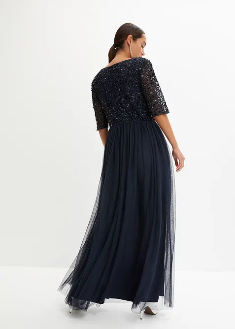 Abito da sera in tulle delicato con ricamo e paillettes, bonprix