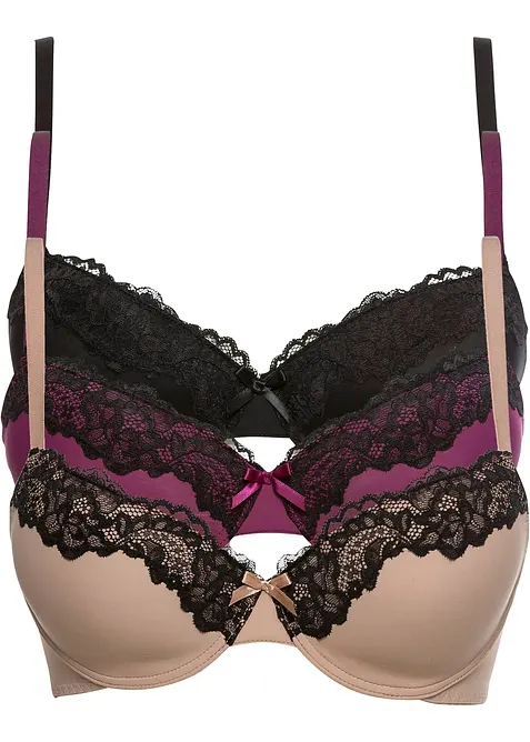 Reggiseno con coppe preformate e poliammide riciclata (pacco da 3), bonprix