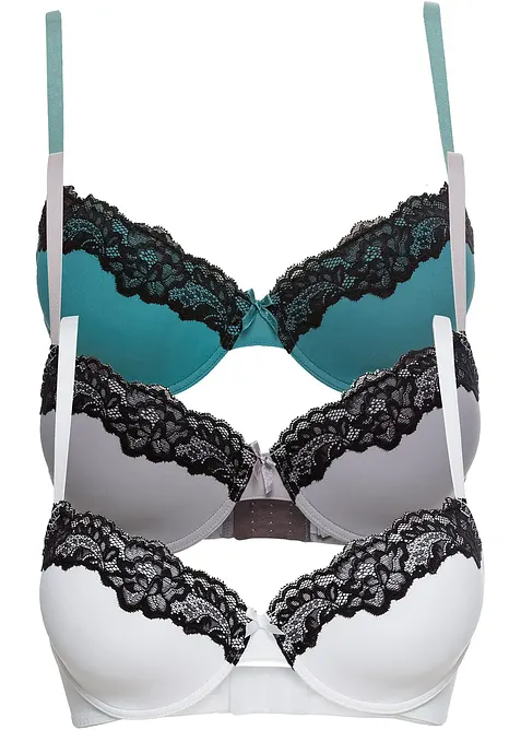 Reggiseno con coppe preformate e poliammide riciclata (pacco da 3), bonprix