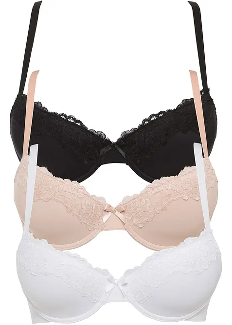 Reggiseno con coppe preformate e poliammide riciclata (pacco da 3), bonprix