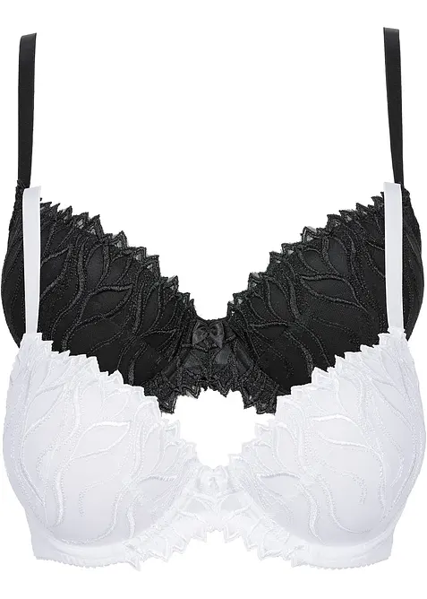 Reggiseno con coppe preformate e ricamo delicato (pacco da 2), bonprix