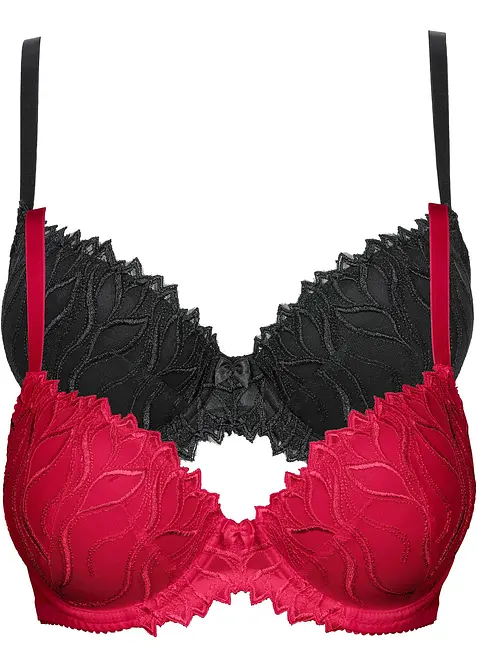 Reggiseno con coppe preformate e ricamo delicato (pacco da 2), bonprix