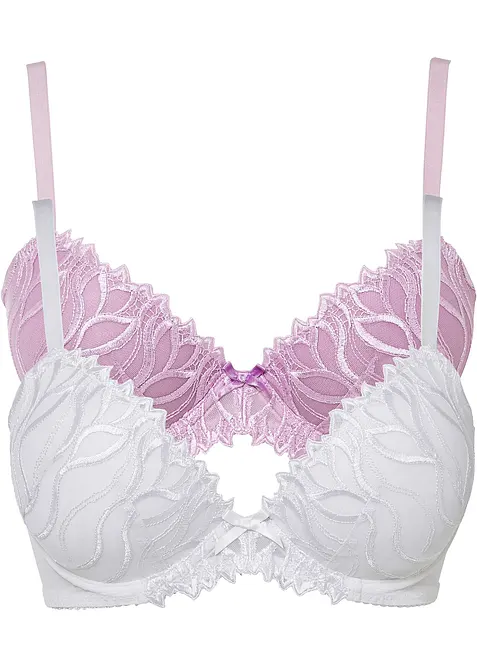 Reggiseno con coppe preformate e ricamo delicato (pacco da 2), bonprix