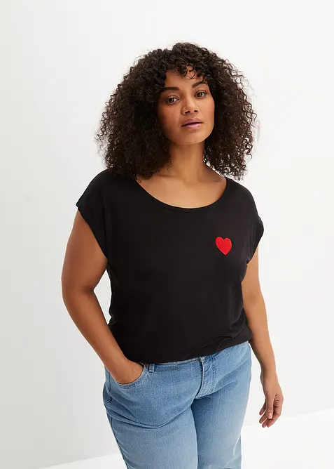 Maglia con fondo asimmetrico in misto viscosa fluente, bonprix