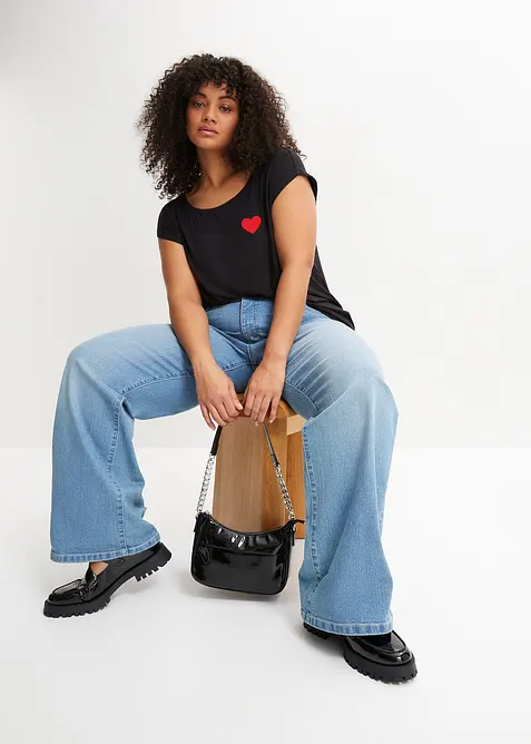 Maglia con fondo asimmetrico in misto viscosa fluente, bonprix