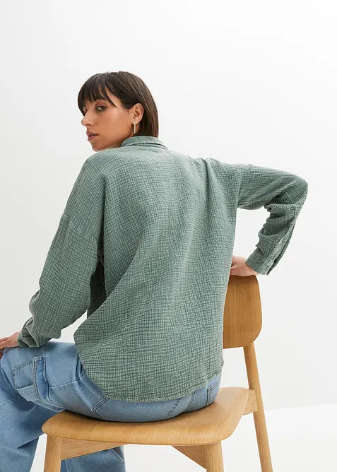 Camicia larga in mussola effetto used, bonprix