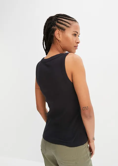 Top a coste in puro cotone biologico, bonprix