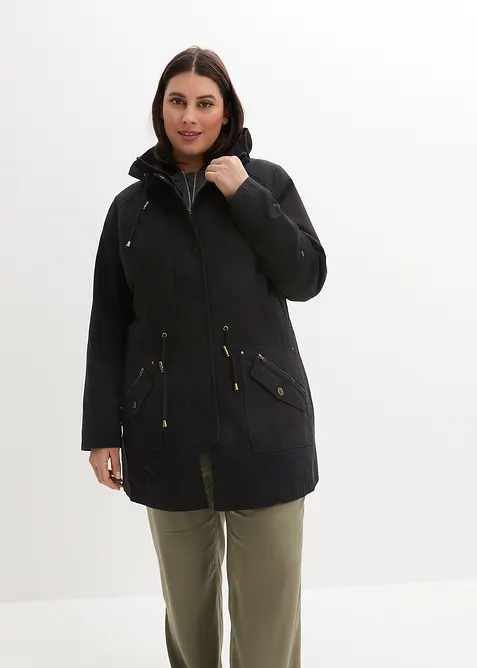 Parka corto in cotone a collo alto con coulisse, bonprix