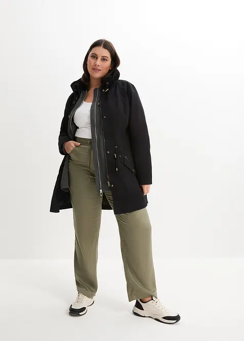 Parka corto in cotone a collo alto con coulisse, bonprix