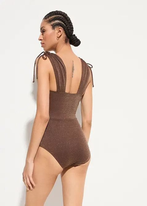 Costume intero glitterato con effetto modellante leggero, bonprix