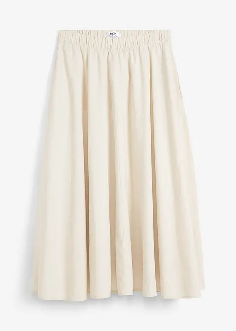 Gonna midi in misto lino, bonprix