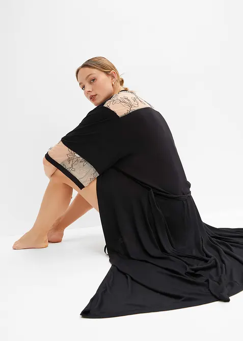 Kimono lungo in viscosa con ricami, bonprix