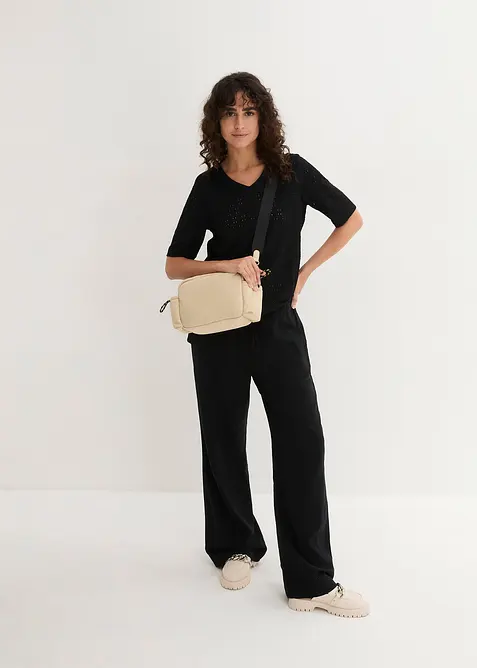 Pantaloni a palazzo in misto lino e viscosa leggero, bonprix