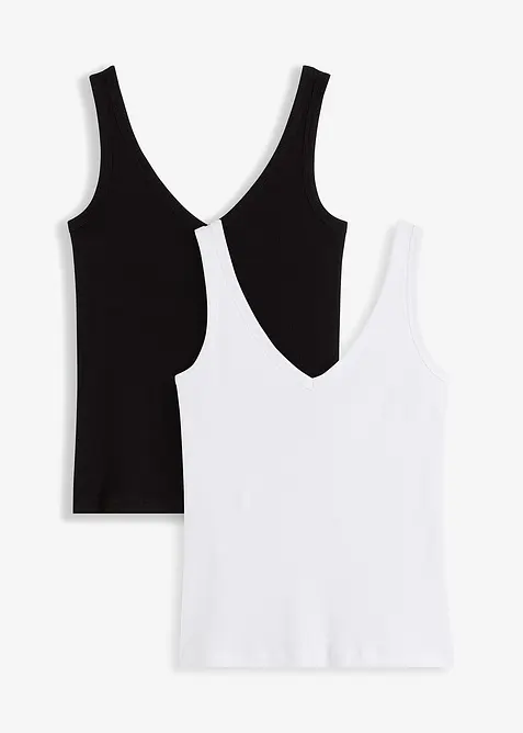 Top a costine in puro cotone biologico (pacco da 2), bonprix