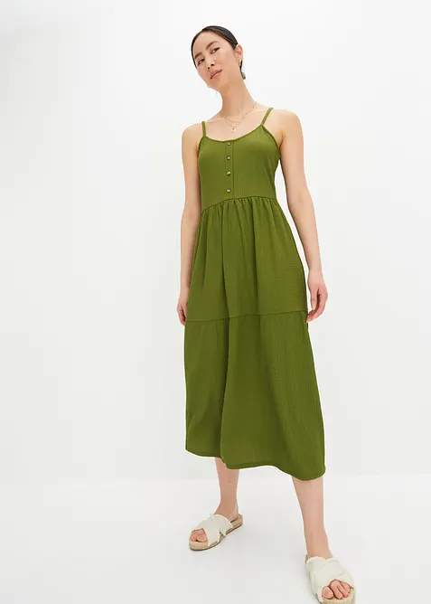 Abito di jersey con volant e abbottonatura decorativa, bonprix