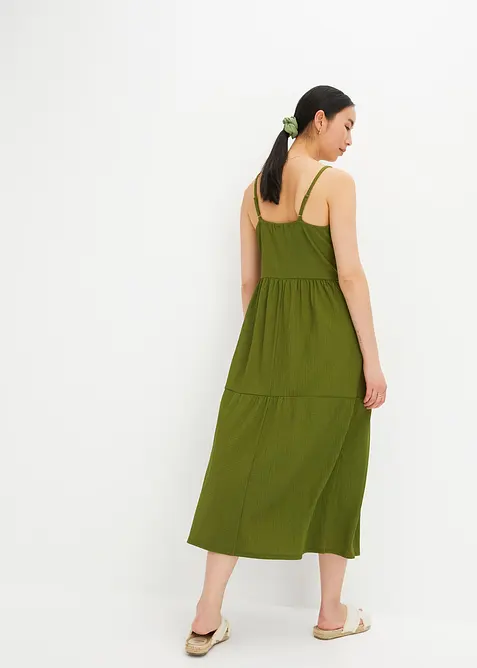 Abito di jersey con volant e abbottonatura decorativa, bonprix