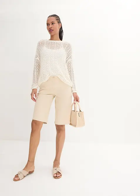 Bermuda al ginocchio in cotone con dettagli utility, bonprix