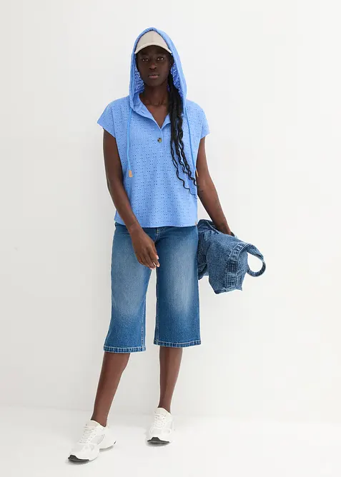 Maglia serafino con cappuccio, bonprix