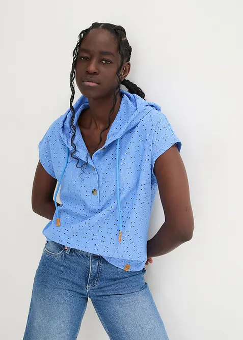 Maglia serafino con cappuccio, bonprix