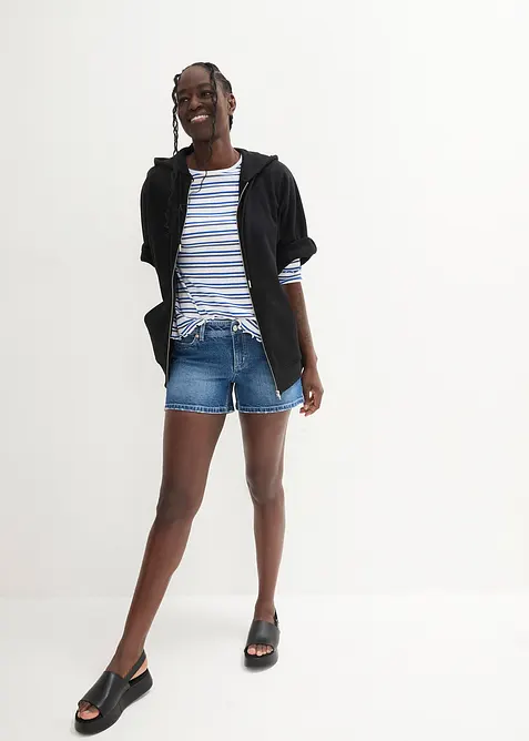Shorts di jeans elasticizzati, a vita media, bonprix