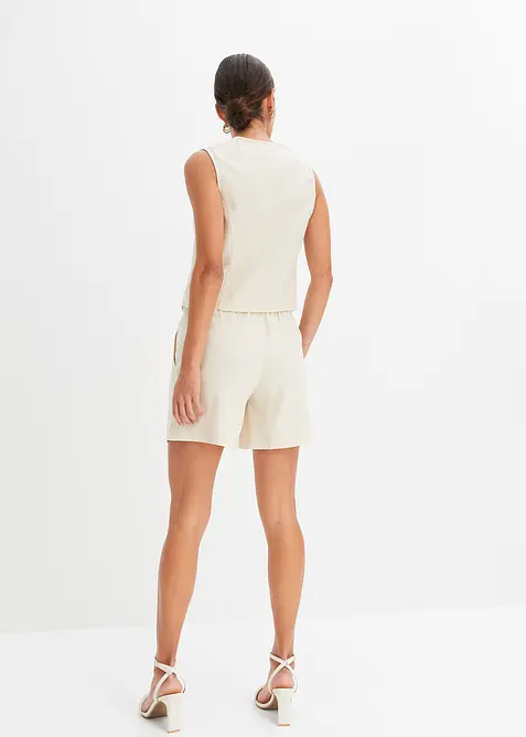 Gilet e shorts in misto lino, bonprix