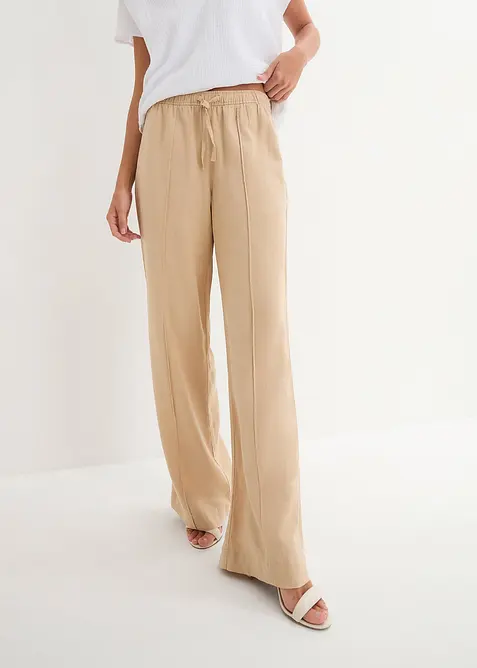Pantaloni a palazzo in misto lino e viscosa leggero, bonprix