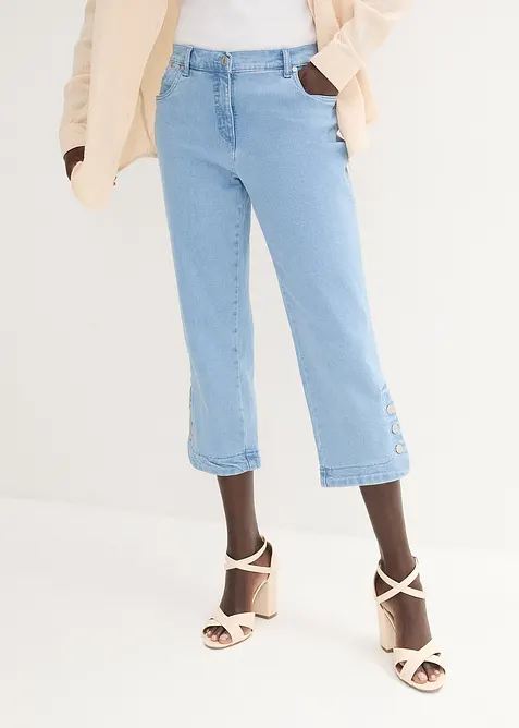 Jeans capri, a vita media, bonprix