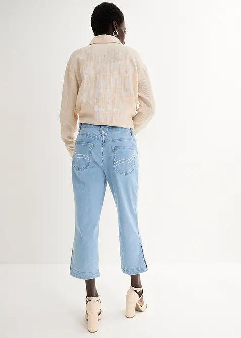 Jeans capri, a vita media, bonprix