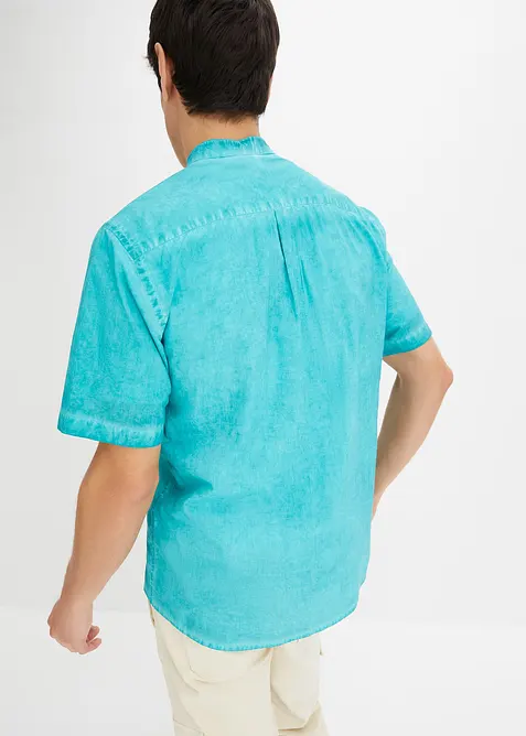 Camicia a maniche corte in look lavato, bonprix